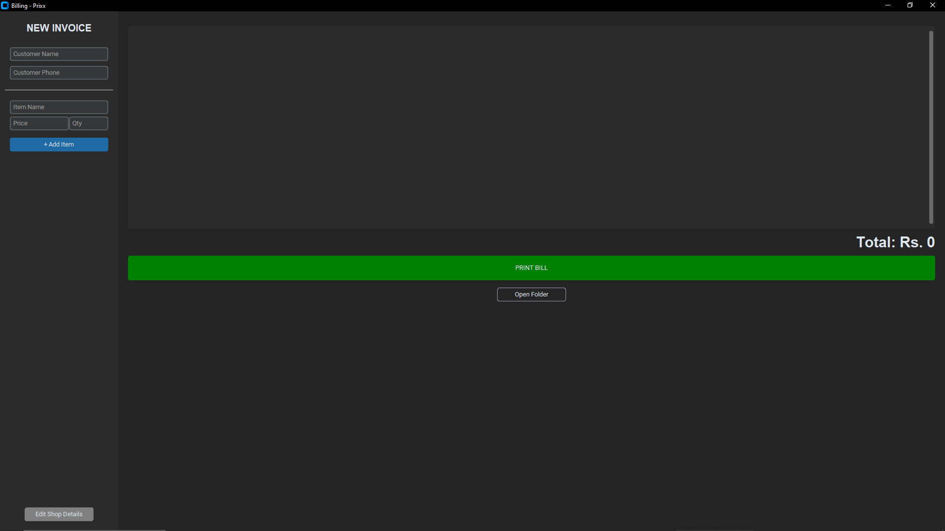 QuickBill GUI Preview